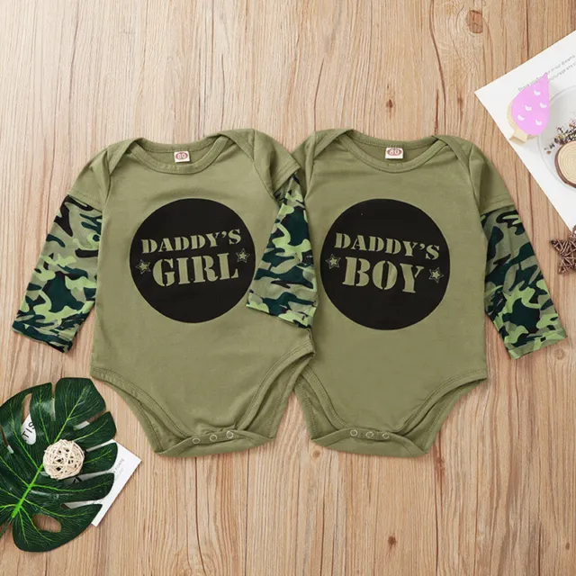 Newborn Baby Boy Girl Kids Camouflage Romper Jumpsuit Bodysuit Clothes Outfits