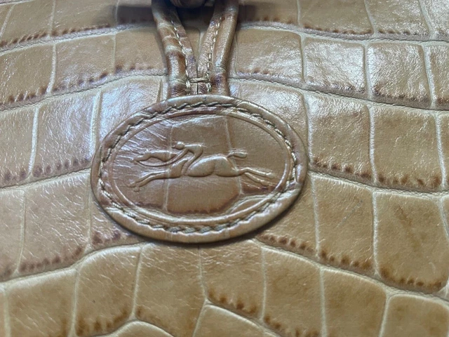 Longchamp Roseau Honey Tan Crocodile Embossed Leather HandBag - NEW 4