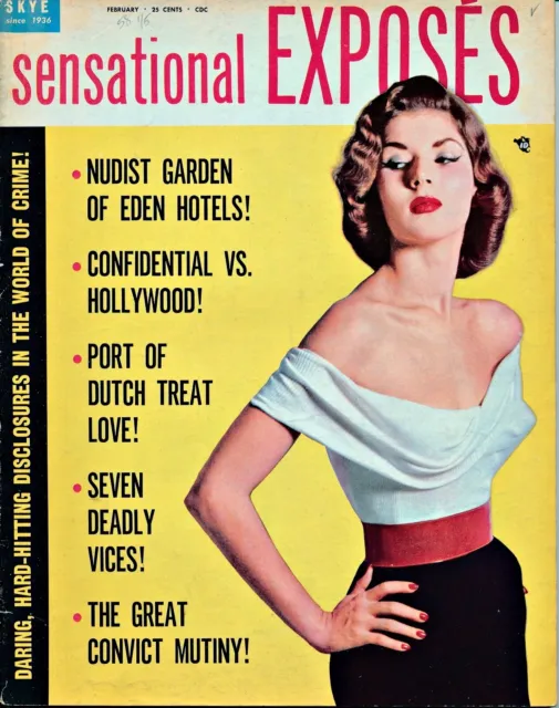VINTAGE 1950 PINUP CHEESECAKE magazine crime SENSATIONAL EXPOSES 2/1958 ...