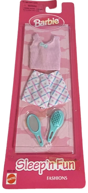 Vintage 1998 Barbie 68021-98 Sleep'n Fun Fashions Sleepwear Shirt & Shorts MOC