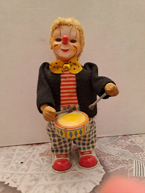 Rare Automate Clown Jouet Mécanique Saxy Walker, Avec Sa Boîte D'origine