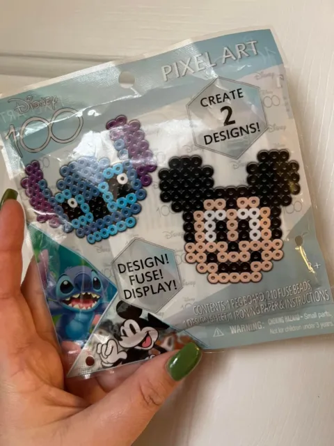 Disney 100 Mickey and Stitch Pixel Art Kit Fused Bead Kit New Sealed