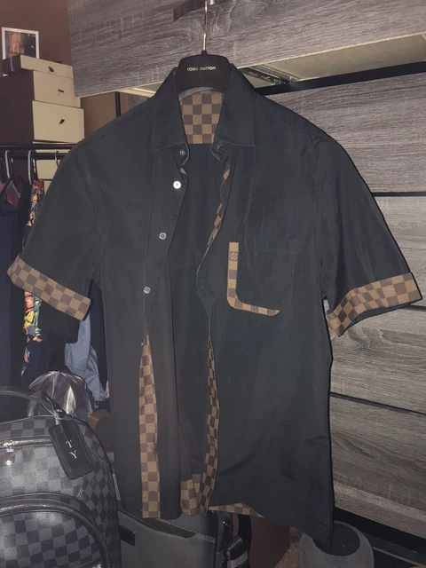 100% AUTHENTIC LOUIS Vuitton T-Shirt Damier Brown Ebene Short ...