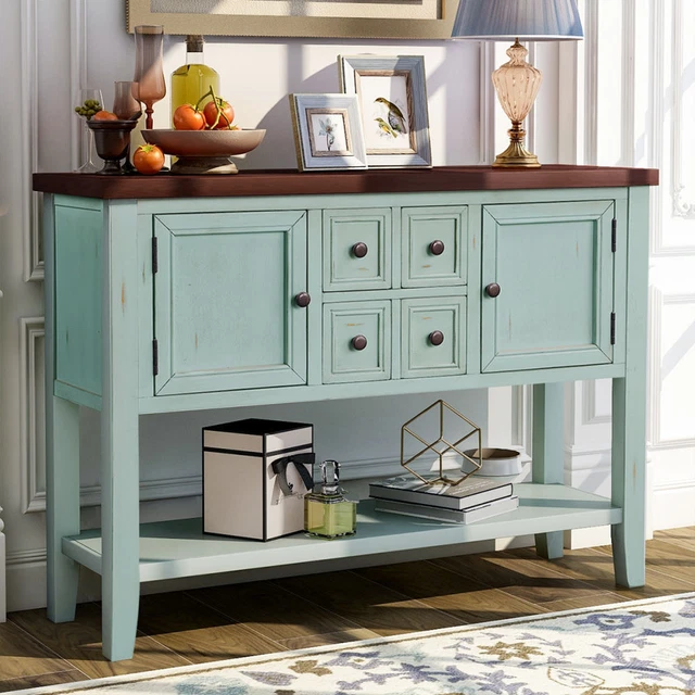 TREXM Cambridge Series Buffet Sideboard Console Table with Bottom Shelf (Retro