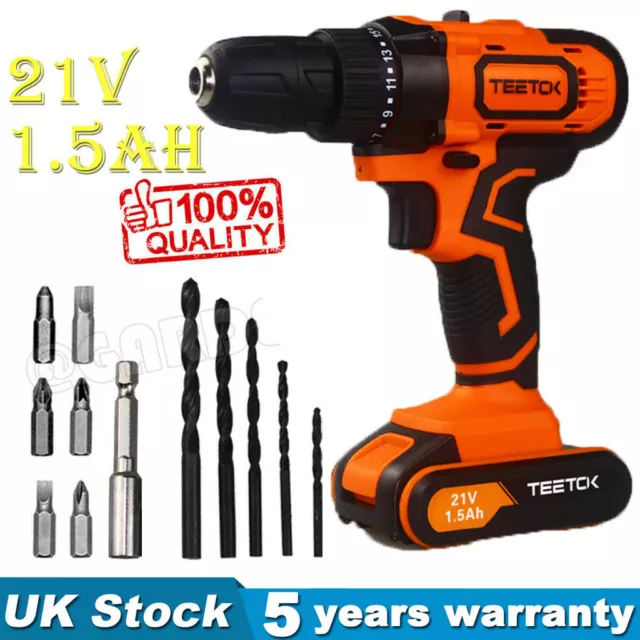 21V Cordless Combi Drill Driver Pro + Fast Charge Electric Screwdriver Battery