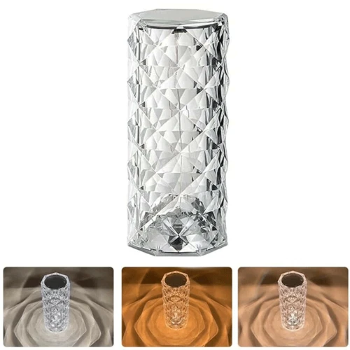 3 Modelli Di Lampada Da Tavolo Diamantata Led Ricaricabile Touch Cristallo 4