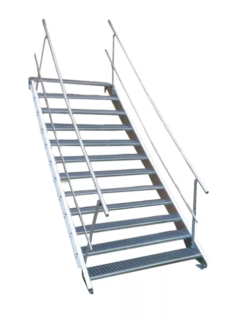 12 Stufen Stahltreppe Breite 60-160cm Geschosshöhe 180-240cm Geländer beidseitig