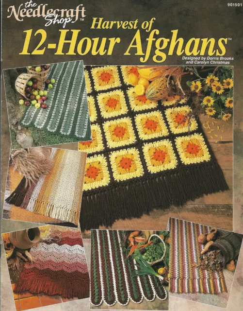 USED 12 HOUR AFGHANS! 6 DESIGNS HOME DECOR CROCHET PATTERN BOOK