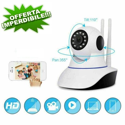 Bianca TELECAMERA IP WIRELESS CAMERA HD 720P LED IR LAN MOTORIZZATA WIFI RETE app YOOSE 