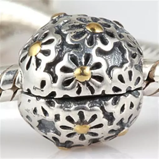 NEW 925 Sterling Silver European Bracelet Clip Charm Bead Floral 14K