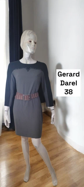 Robe Manches 3/4 En Jean Denim Bleu Gerard Darel - Taille 38, Longueur Genou, Occasion Bon état