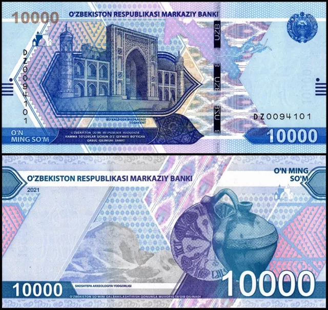 Uzbekistan 10000 Som, 2021, P-89, UNC