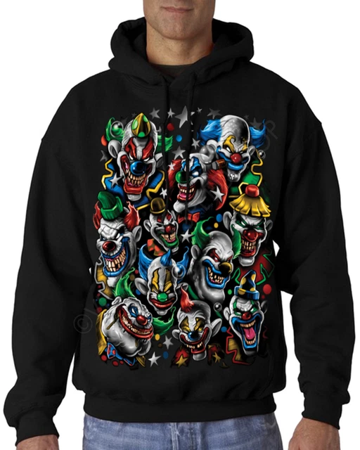 Velocitee Mens Hoodie Colourful Evil Clowns Circus Biker Motorcycle A11247