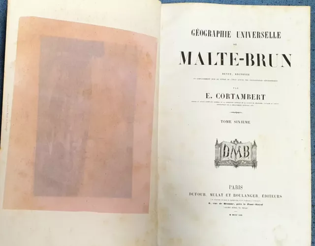 1859 Geografía Universelle Malte Brun Volumen 6 Libro antiguo ilustrado...