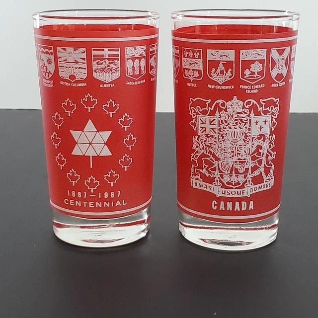 CANADIAN CENTENNIAL DRINKING Glasses Dominion Glass Canada Centennial
