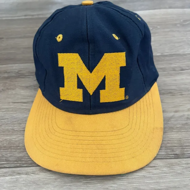 Vtg 90's Competitor University of Michigan Wolverines Snapback Hat Big Logo