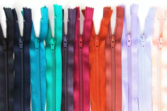 30 YKK Zips Job Lot Lucky Dip - Sizes 60cm (24") to 18cm (8") Assorted Styles