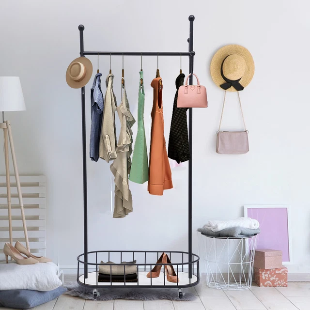 Coat Rack with Storage Basket Outdoor Drying Rack for Bedroom Entryway Organize