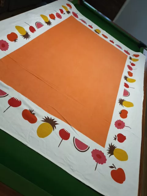 AMAZING Vintage  Table Cloth Original Design Fruits Flowers GUC  168 Cm X 122 Cm