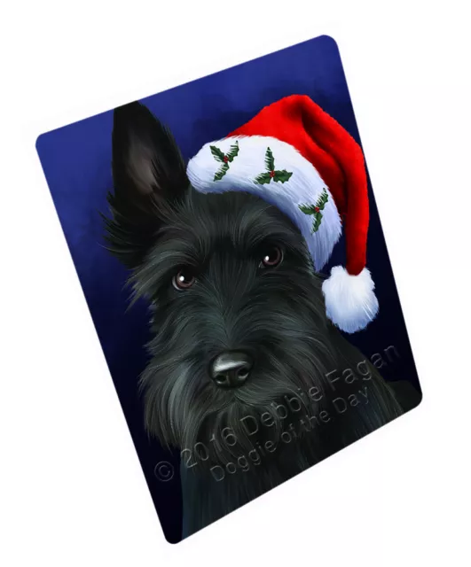 Christmas Scottish Terrier Dog Holiday Santa Hat Woven Throw Sherpa Blanket T10