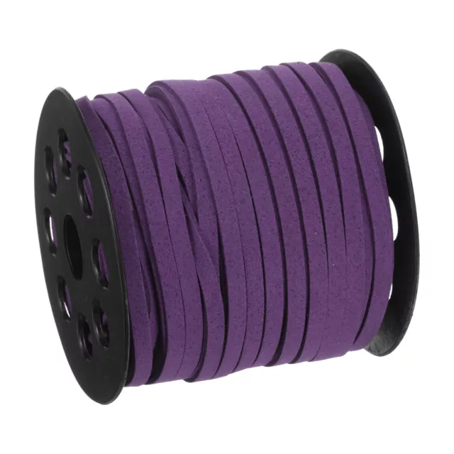 Suede Cord, 49.21 Yards 5mm Flat Leather Thread String, Dark Purple 1 Roll