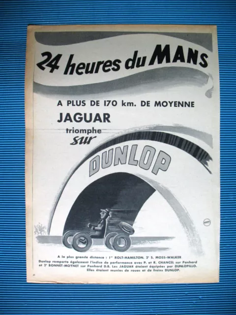 Publicite De Presse Dunlop Pneu 24 Heures Du Mans Illustration Savignac Ad 1953