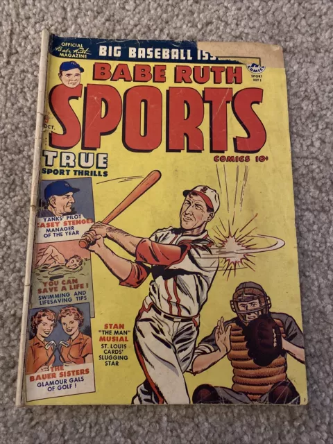 Vtg 1950 Babe Ruth Sports Comics #9 Golden Age Comic Book feat. Stan Musial