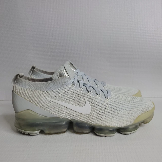 Size 10.5- Nike Air Vapormax Flyknit 3 Pure Platinum White Shoes AJ6900-102