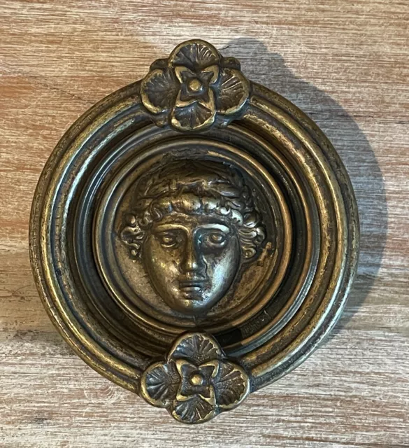 Antique Solid Brass Handcrafted Roman Design Door Knocker  4 ¾” Bought in Rome