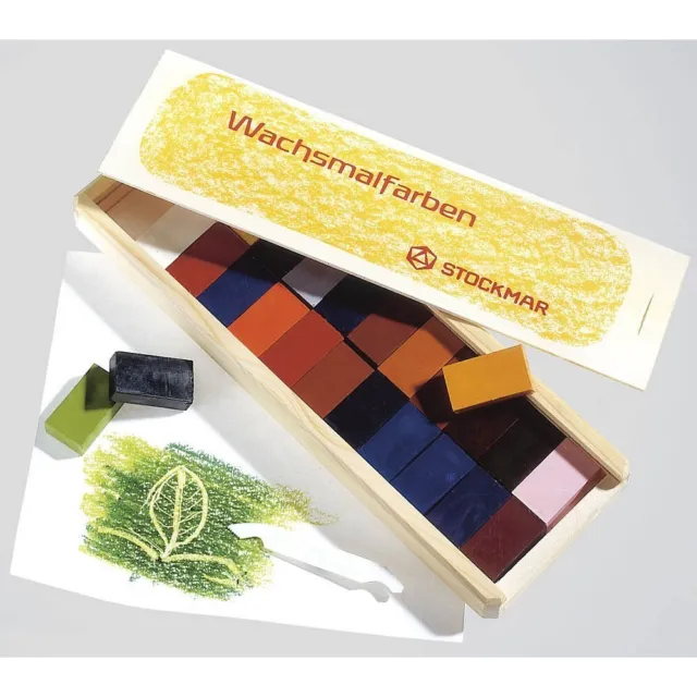 STOCKMAR Wachsmalblöcke 24 Farben Holzkasten Kreiden Wachsmalstifte