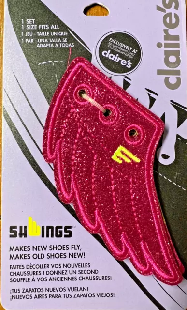 SHWINGS Designer Wings Accessories For Converse/ Sneakers Hot Pink Glitter NOS