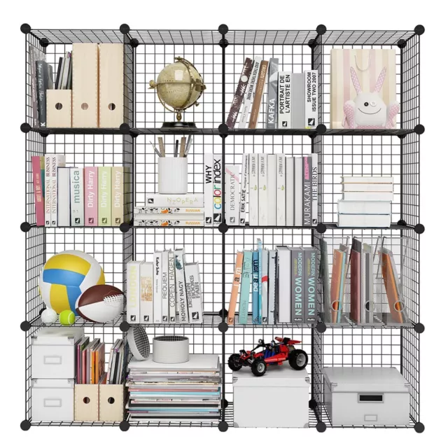 16 cubes grille métallique rangement, étagère / étagère, armoire bibliothèque / à faire soi-même 2