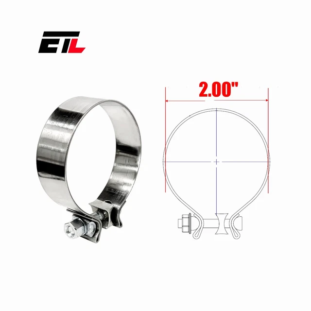 2.00'' Inch Stainless Steel Band Clamps T430 Band Exhaust Clamps Seal Band