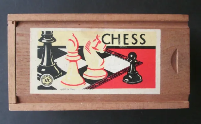 Vintage Small Wooden Chess Set, K&C, London