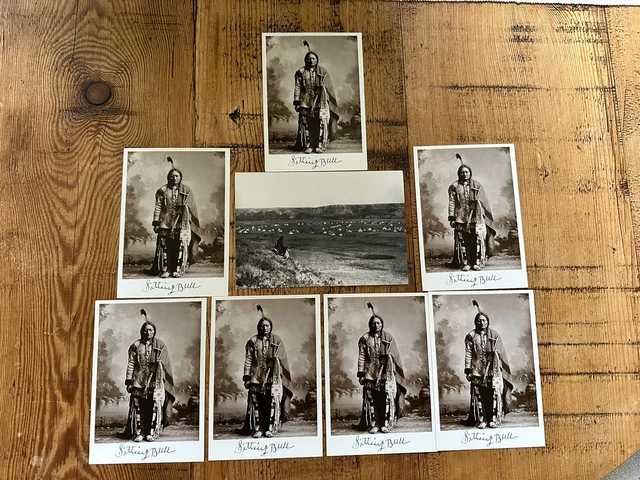 8 RPPC Native American Indian Post Cards Sitting Bull with signature- Teepee FS