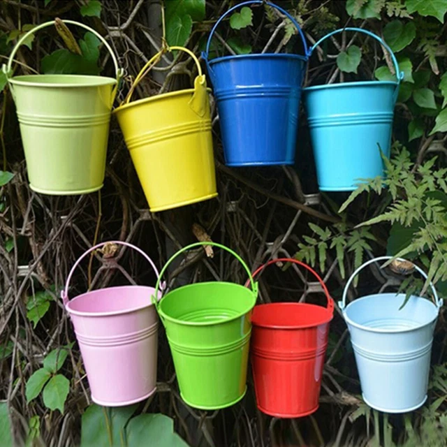 Oval Verzinkt Pflanzer Suspension Blumentopf Garten Hängen Eimer 6