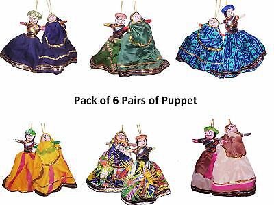 Arty Crafty Traditional Handcraft Rajasthani Puppet Pair Home Decor (Pack of 6)