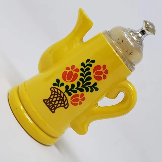 Vintage 1970's Avon Koffee Klatch Yellow Floral Coffee Teapot EMPTY BOTTLE