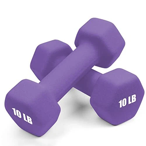 Set of 2 Neoprene Dumbbell Hand Weights, Anti-slip, Anti-roll, Green (Neopren...