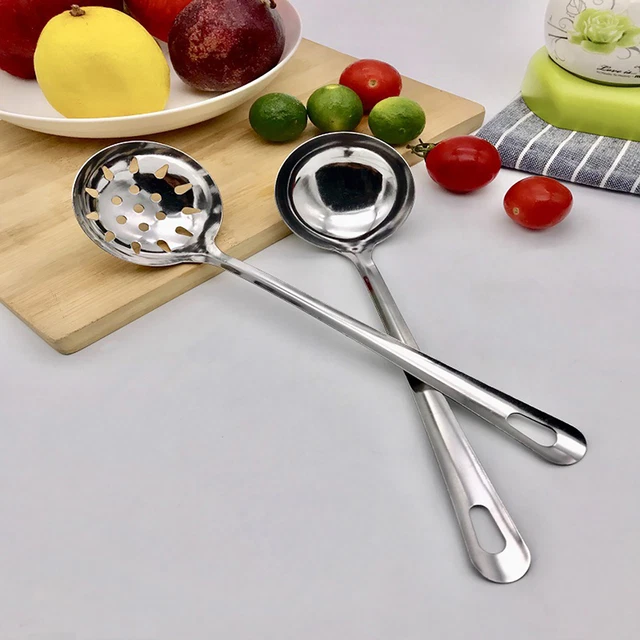 Suppenköpfe Colander Löffel hängend Anti-Scald Long Griff Hot Pot Löffel