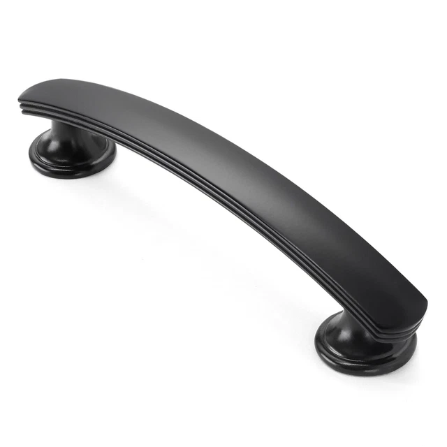 Matte Black 3-3/4" Curved Arch Kitchen Cabinet Handles Pulls Hardware