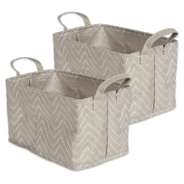 DII Rectangle Paper Small Tribal Chevron Laundry Bin in Stone/Cream (Set of 2)
