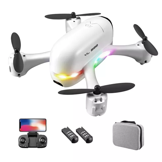 MY# YLRC S88 RC Drone 4K Single Camera FPV LED Quadcopter w/ 2 Battery (White)