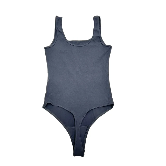 Abercrombie & Fitch AF Bodysuit Women's Size Medium Charcoal Gray Square Neck