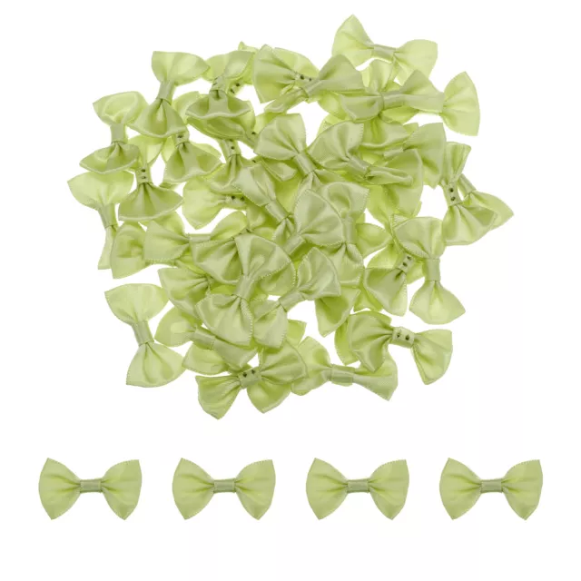 50pcs Light Yellow Bow Ties 1.5"x1" Mini Bowknot for Crafting Little Satin Bow