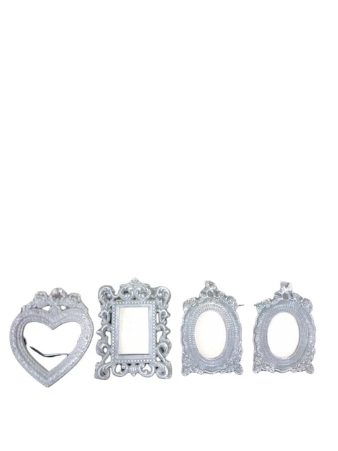 Vtg. Small Miniature Doll House Ornate Picture Frames Lot Of 4 Metal / Pewter