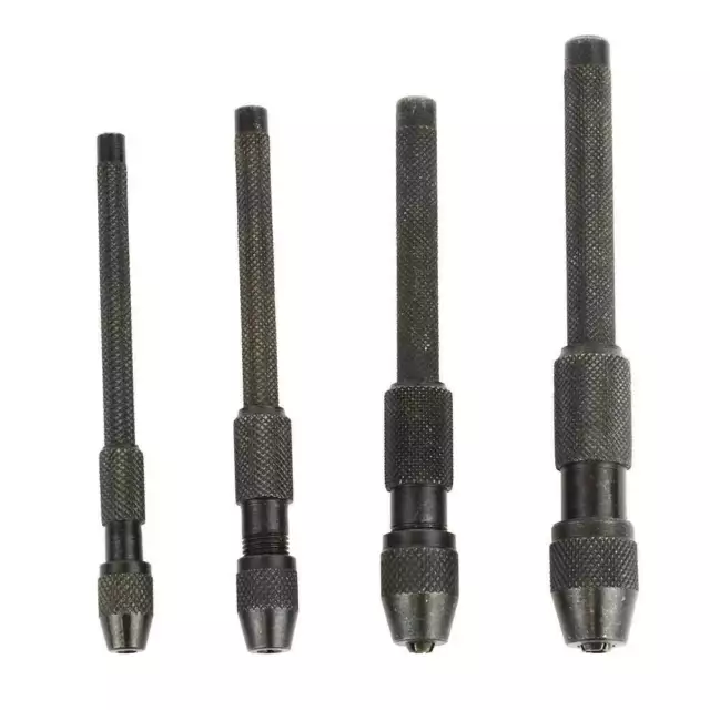 4 Pc Pin Vise Set Hand Held Hollow Handle Black Finish 4 Piece Vice Chuck Sizes