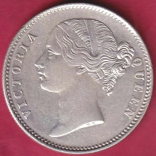 East India Company 1840 Divided Legend Victoria Queen One Rupee Silver Coin #B30