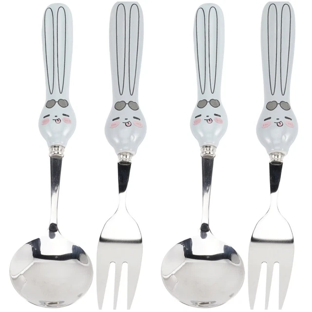 2 x adorabili cartoni animati a tema pasquale posate forchetta cucchiaio utensili da mangiare