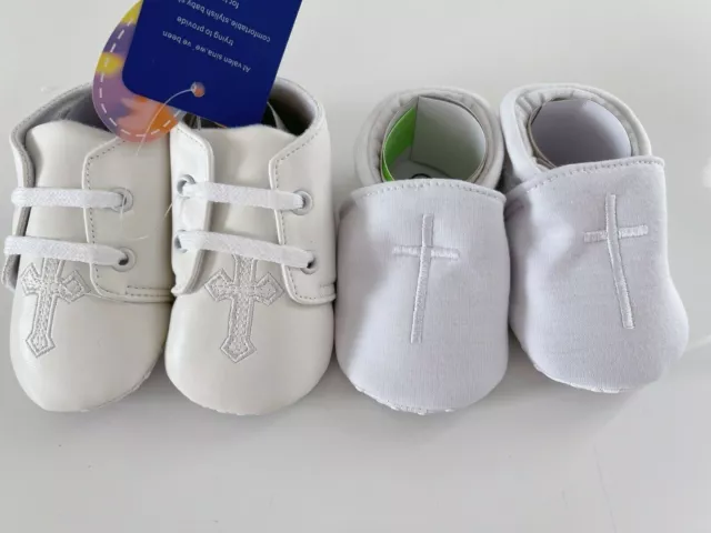 NEW Baby Shower Boy Kid Girl White Christening Cross Wedding Party first Shoes